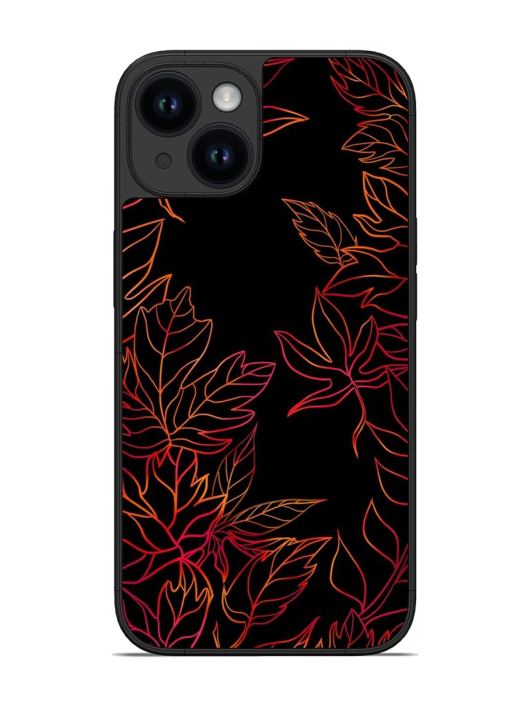 Red Floral Pattern Glossy Metal Phone Cover for Apple Iphone 14