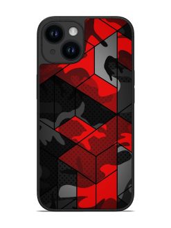 Royal Red Camouflage Pattern Glossy Metal Phone Cover for Apple Iphone 14