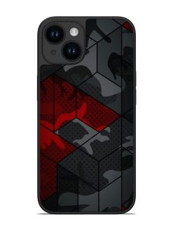 Red And Grey Pattern Glossy Metal Phone Cover for Apple Iphone 14