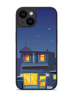 Vector Night House Glossy Metal Phone Cover for Apple Iphone 14
