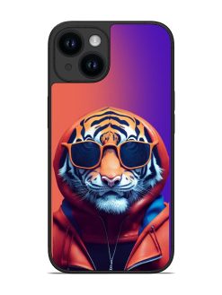 Tiger Animation Glossy Metal Phone Cover for Apple Iphone 14