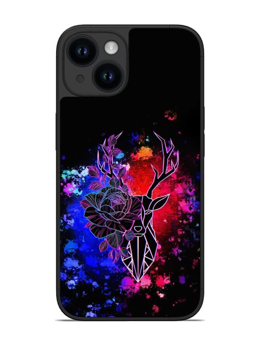 Floral Deer Art Glossy Metal Phone Cover for Apple Iphone 14 Edge Zapvi