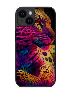 Leopard Art Glossy Metal Phone Cover for Apple Iphone 14