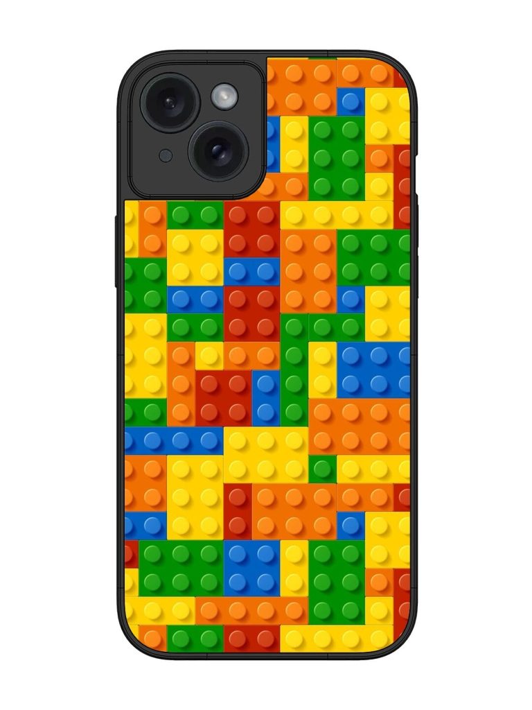 Building Blocks Glossy Metal TPU Phone Cover for Apple Iphone 15 Plus