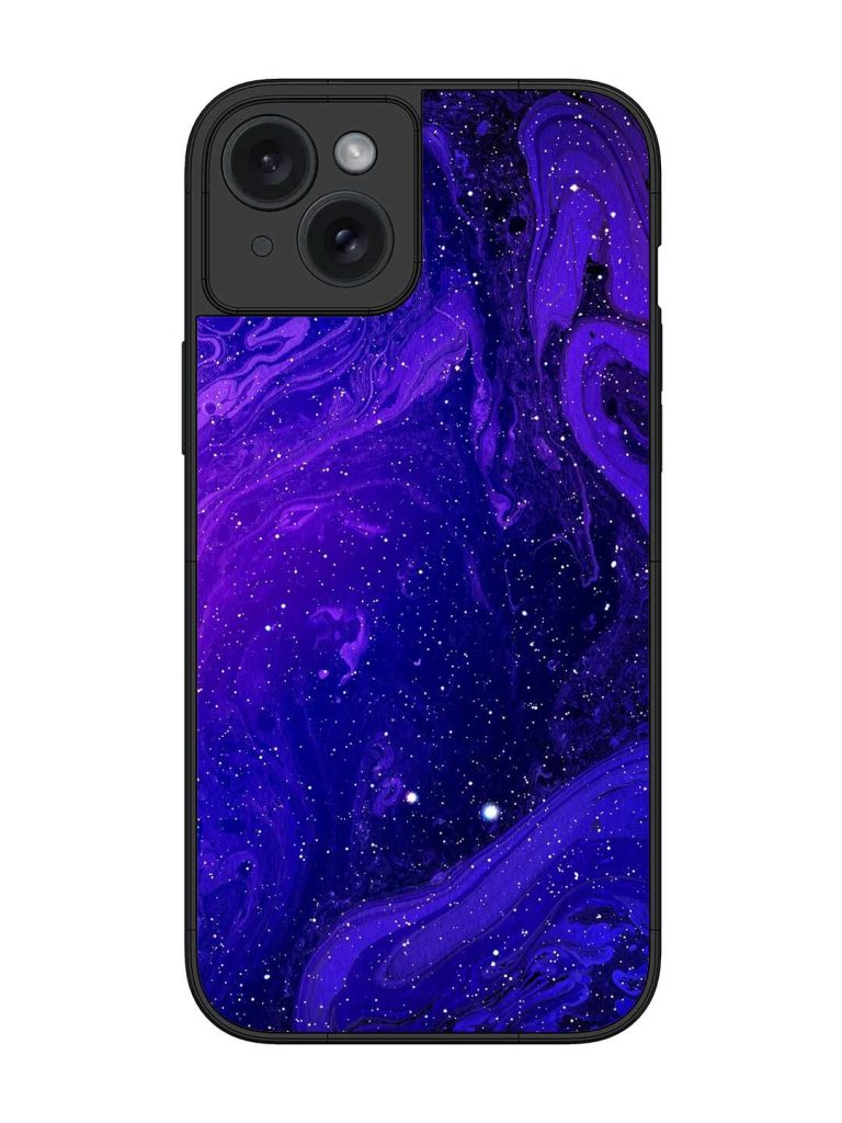 Galaxy Acrylic Abstract Art Glossy Metal Phone Cover for Apple Iphone 15 Plus