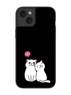 Cat Love Glossy Metal Phone Cover for Apple Iphone 15 Plus