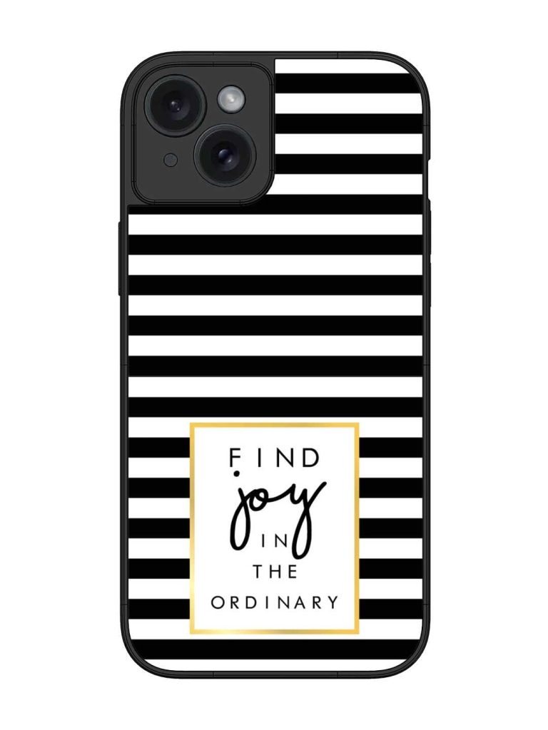Slogan Print On Glossy Metal Phone Cover for Apple Iphone 15 Plus