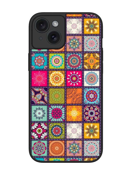 Seamless Pattern Vintage Glossy Metal Phone Cover for Apple Iphone 15 Plus Edge Zapvi