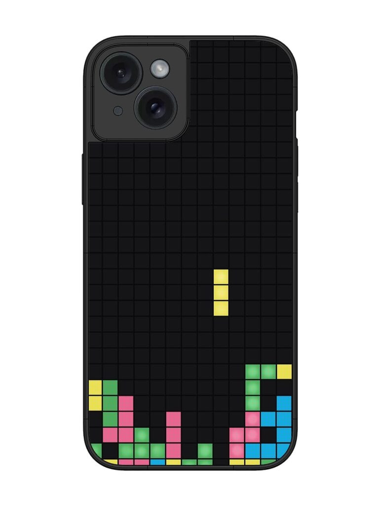 Square Game Glossy Metal TPU Phone Cover for Apple Iphone 15 Plus