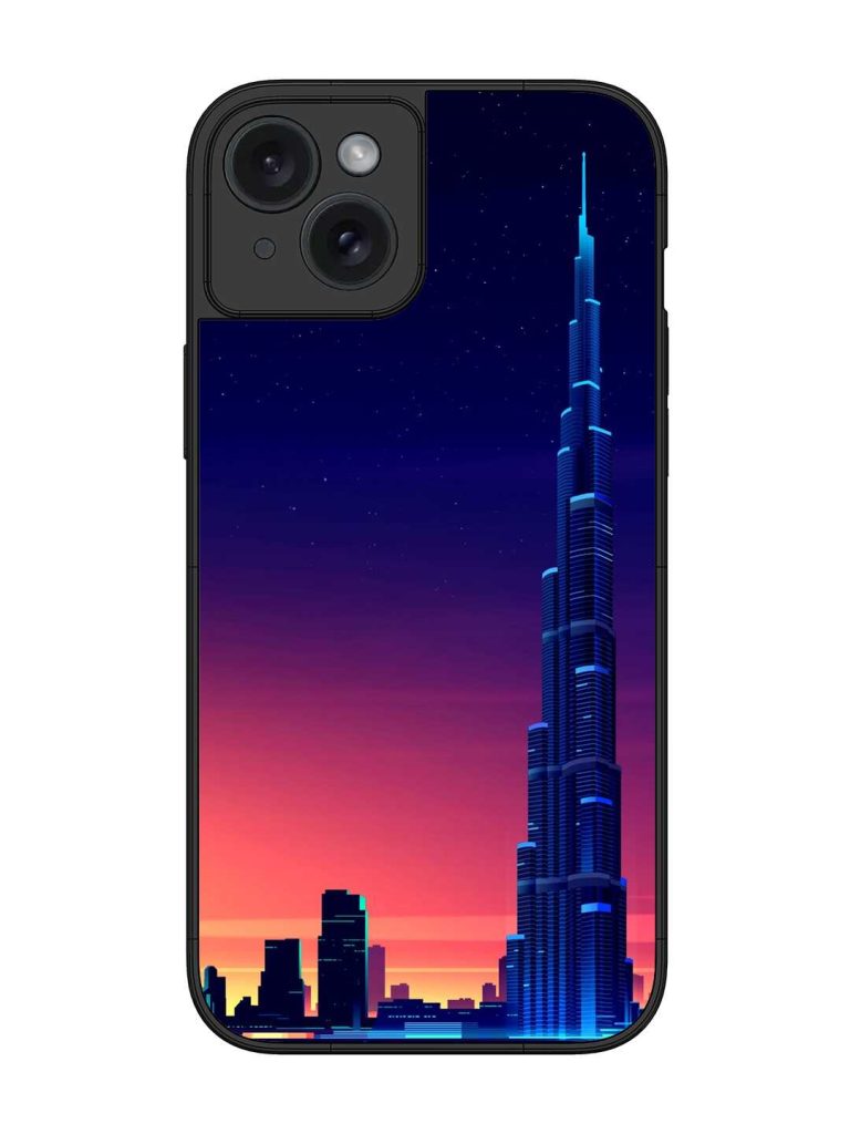 Burj Khalifa Abstract Glossy Metal Phone Cover for Apple Iphone 15 Plus