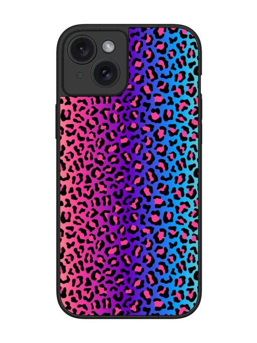 Colorful Leopard Seamless Glossy Metal Phone Cover for Apple Iphone 15 Plus Edge Zapvi