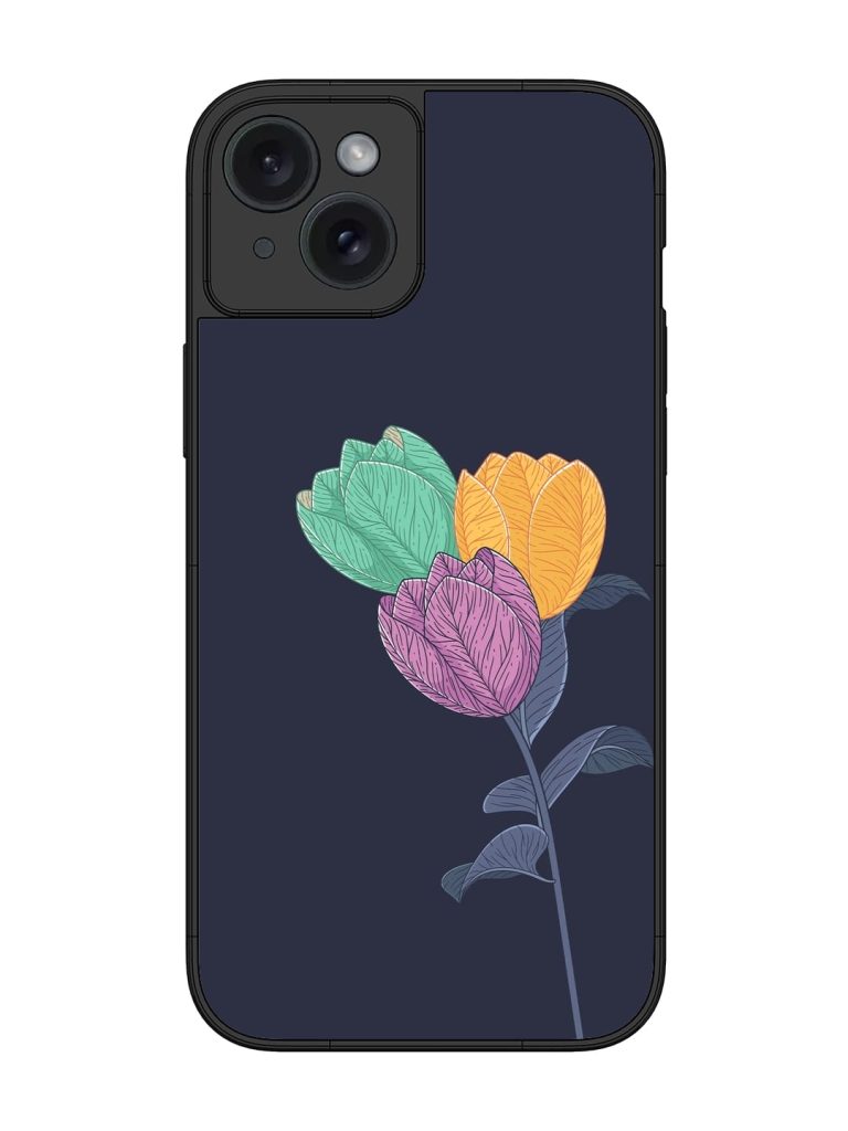 Flower Vector Glossy Metal Phone Cover for Apple Iphone 15 Plus