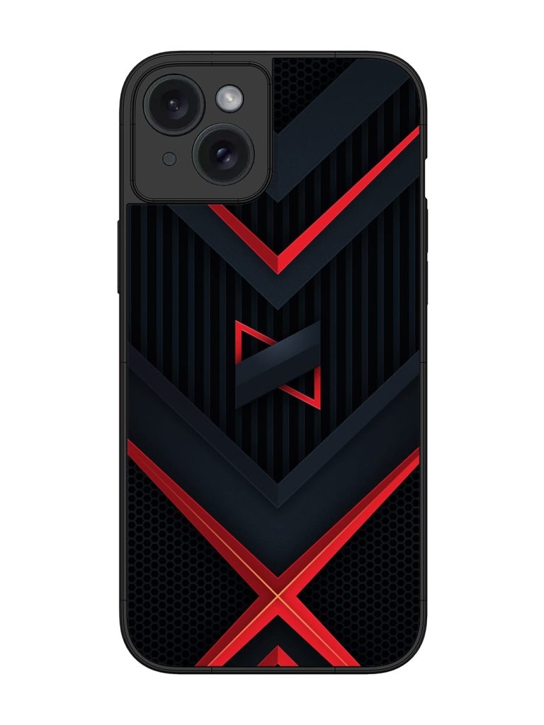Red Gray Abstract Glossy Metal Phone Cover for Apple Iphone 15 Plus