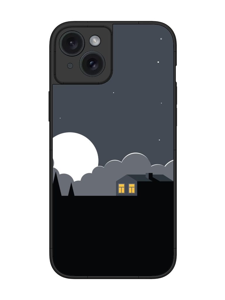 Full Moon Vector Art Glossy Metal Phone Cover for Apple Iphone 15 Plus