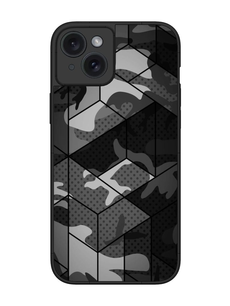 Hexagonal Pattern Glossy Metal Phone Cover for Apple Iphone 15 Plus