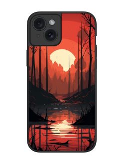 Natural Landscape Glossy Metal Phone Cover for Apple Iphone 15 Plus