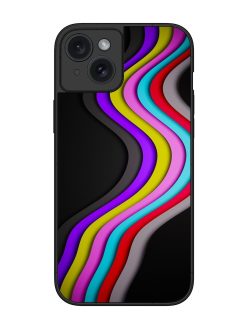 Liquid Blue Abstract Glossy Metal Phone Cover for Apple Iphone 15 Plus