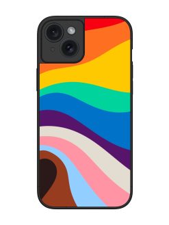 Minimal Pride Art Glossy Metal Phone Cover for Apple Iphone 15 Plus