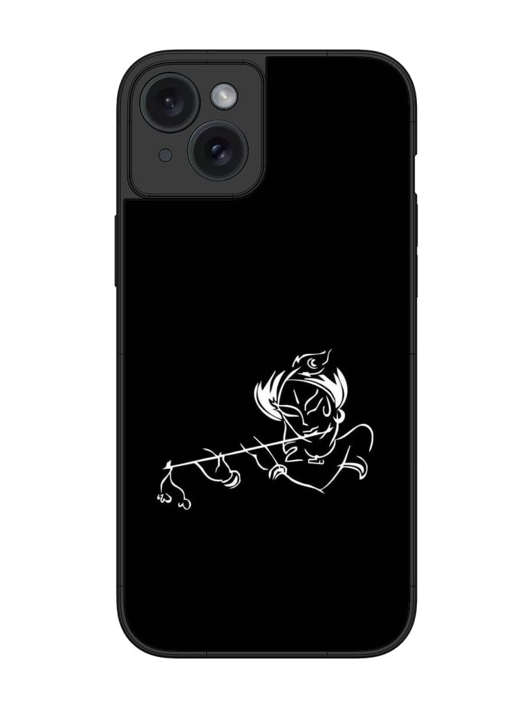 Krishna Flute Glossy Metal Phone Cover for Apple Iphone 15 Plus