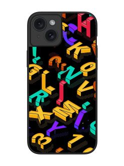 Seamless Pattern With Letters Glossy Metal Phone Cover for Apple Iphone 15 Plus