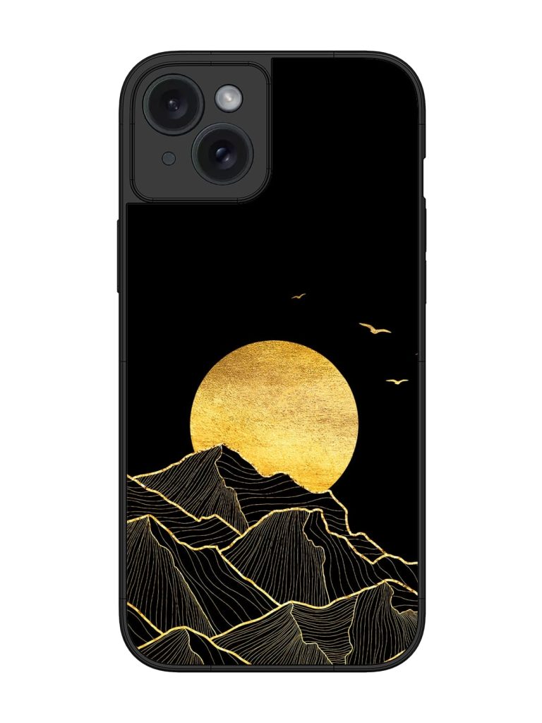 Golden Sunrise Glossy Metal Phone Cover for Apple Iphone 15 Plus