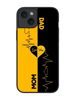 Mom Dad Lifeline Glossy Metal Phone Cover for Apple Iphone 15 Plus