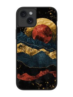 Gold Painting View Glossy Metal Phone Cover for Apple Iphone 15 Plus