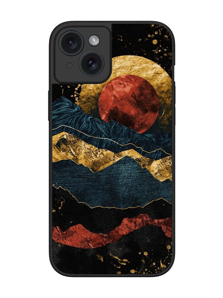 Gold Painting View Glossy Metal Phone Cover for Apple Iphone 15 Plus