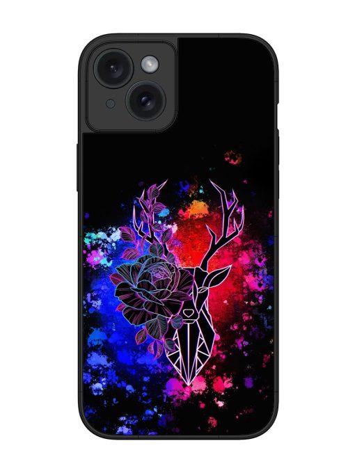 Floral Deer Art Glossy Metal Phone Cover for Apple Iphone 15 Plus Edge Zapvi